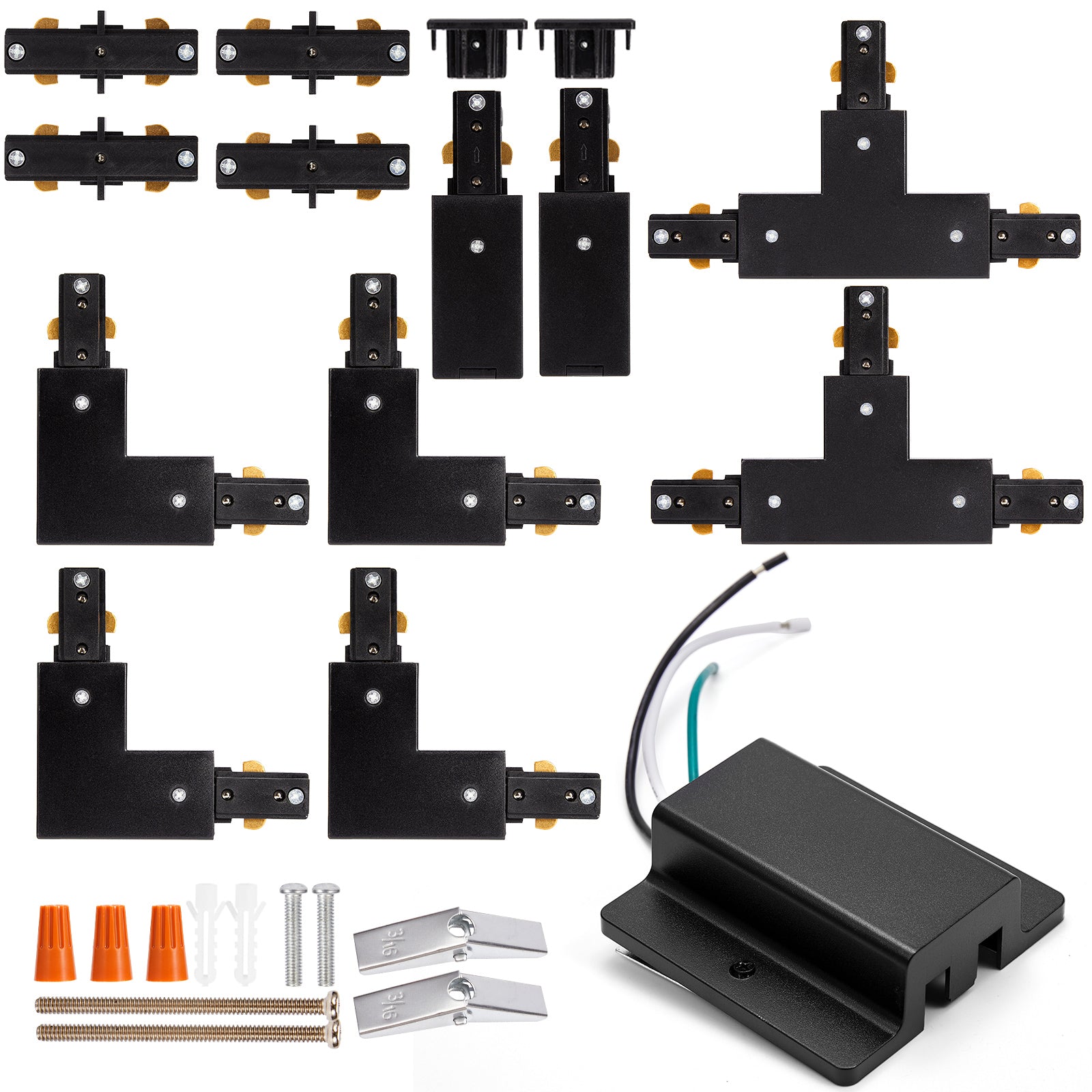 H Track Lighting Corner Connector - ICreating Black L Shape H Track Lighting Rails Connectors, 3
