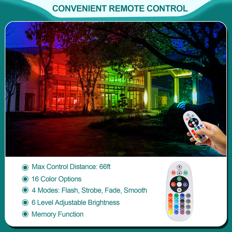 iCreating Low Voltage Landscape Lights, 12W RGB Color Changing LED Landscape Lighting with Remote Control Waterproof Outdoor Spotlight 12V Spot Lights Colored Uplight Multicolor Yard Light (6Pack)