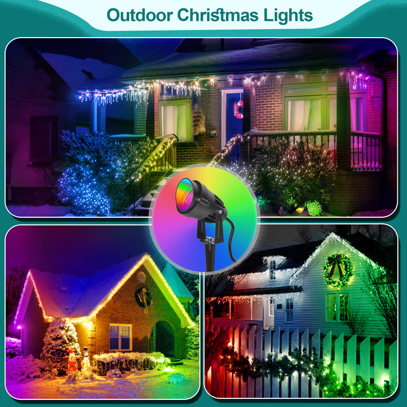 iCreating Low Voltage Landscape Lights, 12W RGB Color Changing LED Landscape Lighting with Remote Control Waterproof Outdoor Spotlight 12V Spot Lights Colored Uplight Multicolor Yard Light (6Pack)
