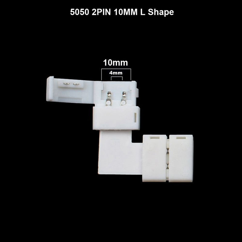 5050 2 Pin LED L Shape Connector - 10PCS iCreating 12V Single Color Solderless LED Light Strip Tape 90 Degree Corner Connectors for 10mm Wide Flexible SMD 5050 5630 Single Color LED Strip Lights