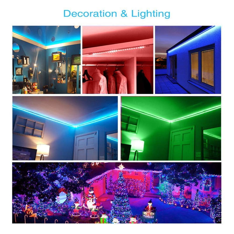 50ft RGB LED Strip Lights Kit, RGB LED Light Strip 5050 LED Tape Lights, Color Changing LED Strip Lights with Remote for Home Lighting Kitchen Bed Flexible Strip Lights for Bar Home Decoration