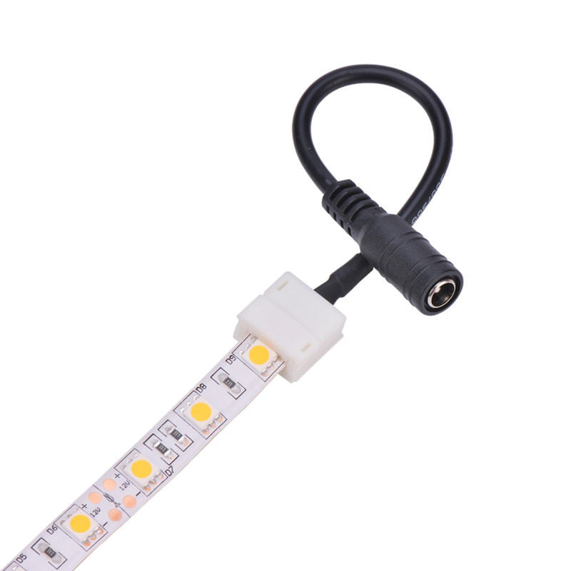 3528 2 Pin LED Strip Connector Kit - iCreating 8mm LED Connector Kit Includes 10x LED Strip Light Connector Pigtail, 10x Jumper Connector, 10x L Shape Connectors, 2X DC Connector, 2X Gapless Connectors, Clips
