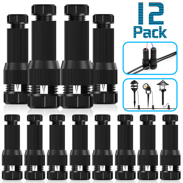 12 Pack Low Voltage Wire Connector - iCreating Landscape Lighting Connectors Waterproof Low Voltage Connectors 12-20 Gauge Low Voltage Wire Connectors for Landscape Lighting Path Lights