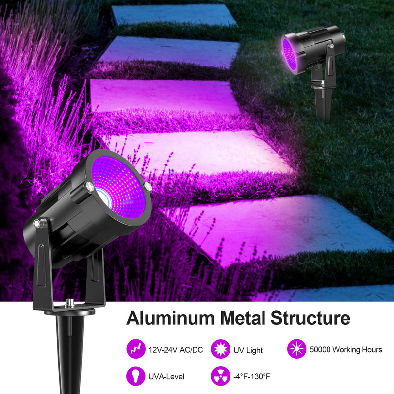 10W LED Black Lights Outdoor UV Landscape Lights Blacklight Landscape Lighting IP66 Low Voltage for Dance Party Glow in The Dark Stage Lighting Aquarium Body Paint Fluorescent Poster Neon Glow (4Pack)