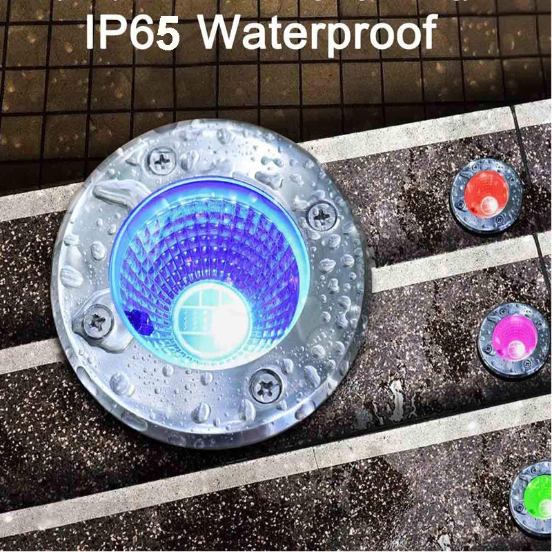 RGB Low Voltage Landscape Well Lights, Color Changing 10W Outdoor In-Ground Lights Waterproof LED Well Lights 12V Landscape Lighting for Pathway Garden Yard Fence Deck (10 Pack)