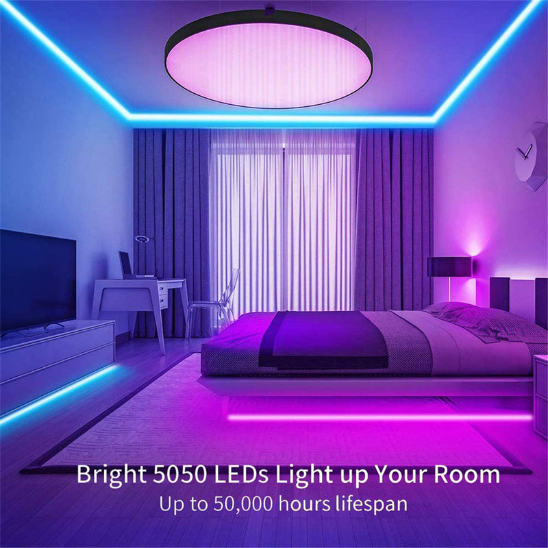 65.6ft RGB LED Strip Lights, RGB LED Light Strip Kit 5050 LED Tape Lights, Color Changing LED Strip Lights with Remote for Home Lighting Kitchen Bed Flexible Strip Lights for Bar Home Decoration