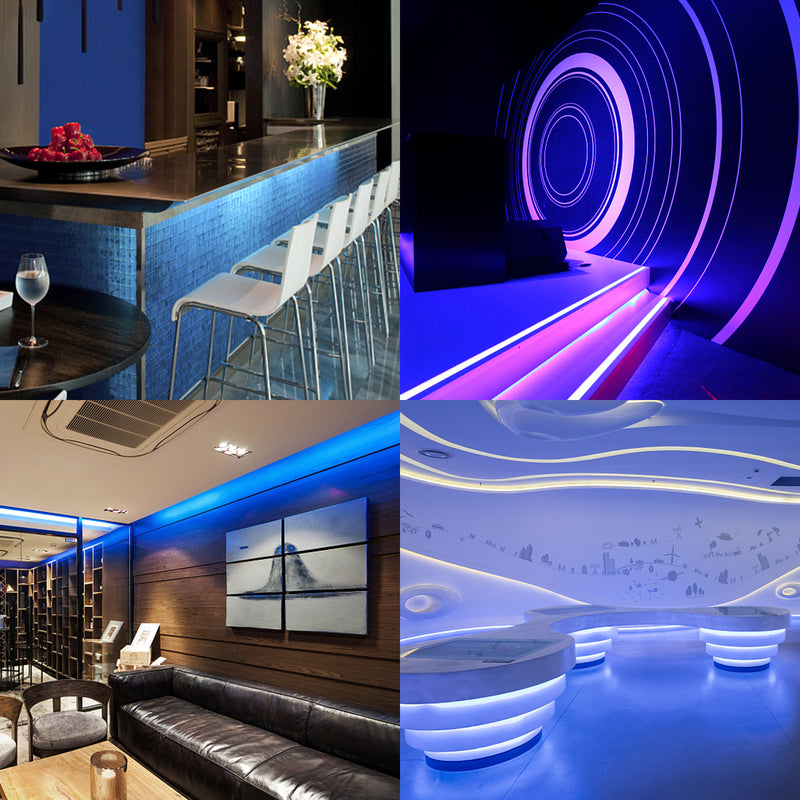 Blue LED Strip Lights - iCreating 2020 New Design Battery Powered LED Light Strip Kit with 6.6FT 2M SMD 3528 IP65 Waterproof Super Bright LED Tape Light, Battery Case
