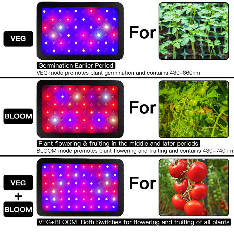 1000W LED Grow Light, Full Spectrum Plant Light with Veg and Bloom Double Switch, Adjustable Rope, Grow Lamp for Indoor Plants Veg and Flower