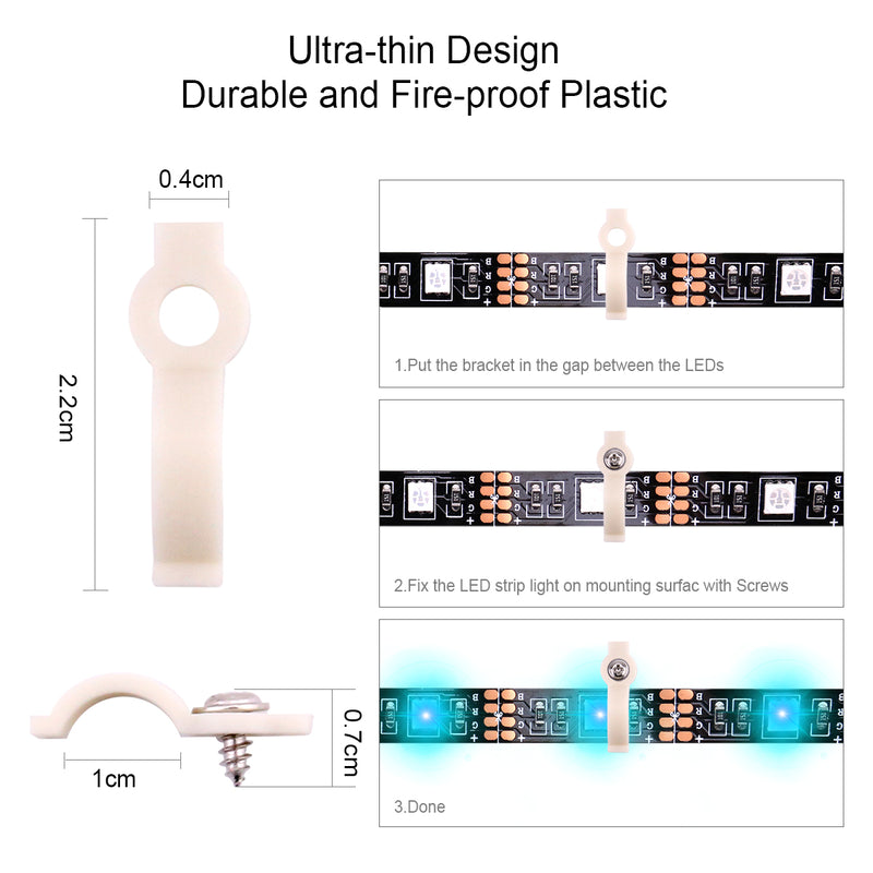 5050 4Pin RGB LED Strip Connector Kit - include 16.4FT RGB Extension Cable, 2x T & L Shape Connectors, 4x Strip Jumper, 2x Gapless Connector, 20x LED Strip Clip, 20x Male Connector, 2x Quick Connector