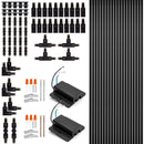 H Track Lighting Rails Kit - iCreating 65.6ft Black Track Lighting Track 3 Wire with Floating Canopy Connector, L Connector, I and T Connector for Single Circuit H Type LED Track Lighting Head Fixture