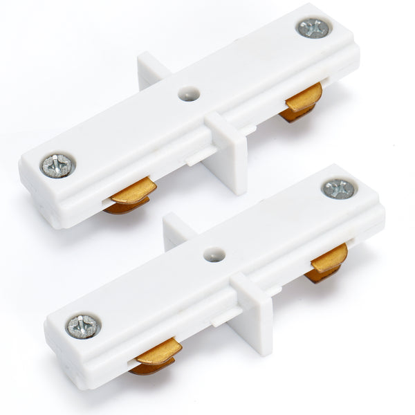 iCreating H Type Track Lighting I Connector – White Straight Connectors for Single Circuit 3-Wire LED Track Lighting Fixtures, Compatible with H Track Rails System (2 Pack)
