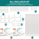 iCreating 40ft H Track Lighting Rails Kit – White 3-Wire Track System with Floating Canopy, L/I/T Connectors for Single Circuit H-Type LED Track Light Fixtures