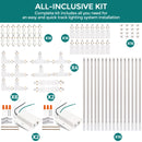 iCreating 52.5FT White H Track Lighting Rails Kit – 3-Wire Single Circuit Track System with Floating Canopy, I/L/T Connectors – Compatible with H-Type LED Track Lighting Fixtures