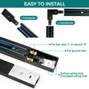 H Track Lighting Connector Kit - iCreating Black H Track Lighting Rails Connectors, 3 Wire Track Lighting Fixtures Accessories All in One Kit for Single Circuit H Type LED Track Lighting Heads System