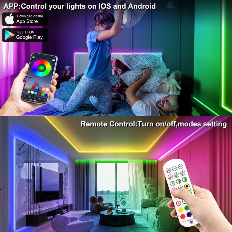 iCreating RGB Neon Rope Lights, Multi Color Changing LED Neon Light Strip with APP Flex Neon LED Strip Lights Indoor Outdoor Waterproof Multicolor Neon LED Rope Light for Bedroom, Gaming Room