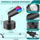 iCreating LED Spotlight Indoor - RGBW Uplighting Indoor Color Changing with Remote for Plants 12W Small tree Spot Lights Mini Stage Lights Plug in Floor Light Uplights for Christmas Halloween (2 Pack, Black)