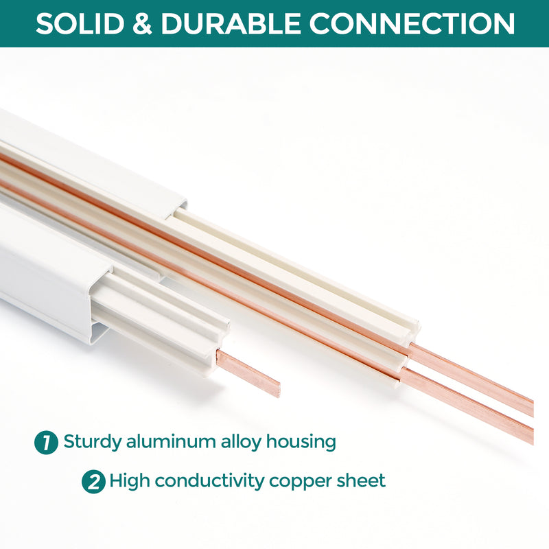 iCreating 13ft White H Track Lighting Rail Kit – 3-Wire Single Circuit Track with Floating Canopy, L, I, and T Connectors – Compatible with H Type LED Track Lighting Heads and Fixtures