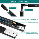 H Track Lighting Rails Kit - iCreating 26ft Black Track Lighting Track 3 Wire with Floating Canopy Connector, L Connector, I and T Connector for Single Circuit H Type LED Track Lighting Heads Fixtures