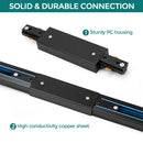H Track Power Feedable I Connector - iCreating Black H Track Lighting Rails Straight Connectors, 3 Wire Track Lighting Fixtures Accessories for Single Circuit H Type LED Track Lighting Heads System