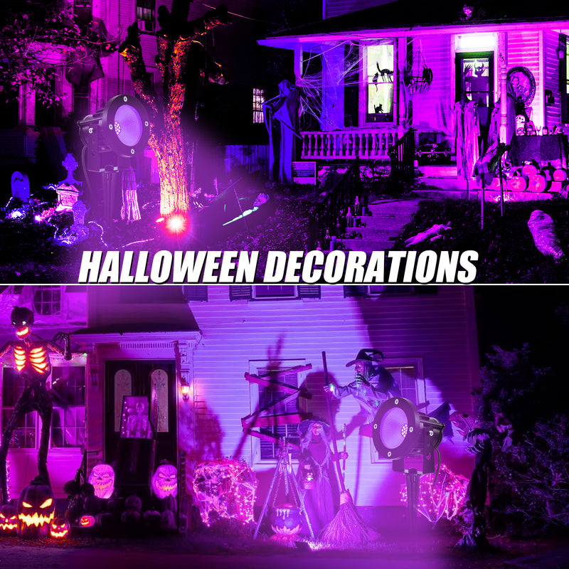 iCreating 20W Black Light Spotlight - Outdoor Black Light Spot Light IP66 Waterproof Blacklight Spotlight 395nm Blacklight Spot Lights Strong UV Spotlight with Plug for Glow Party, Halloween (2 Pack)