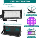 50W Black Light Flood Light, High Power 395nm UV Blacklight, Indoor Outdoor Glow Party Lights, Fluorescent UV Purple Spotlight for Halloween, Stage, Body Paint, and Neon Parties (4 Pack)