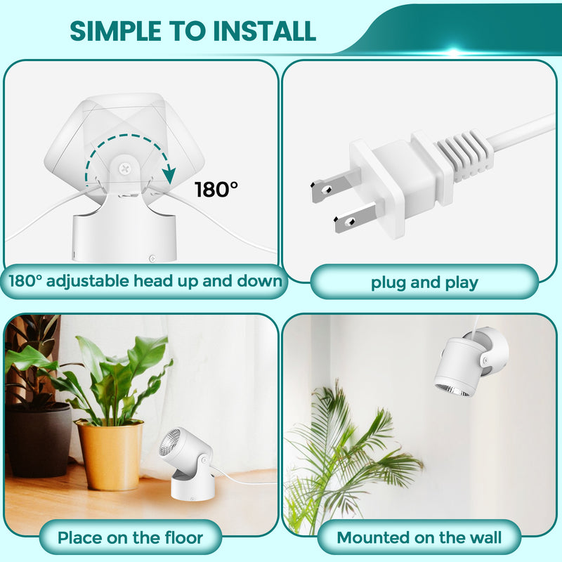 iCreating LED Spotlight Indoor - White Uplighting Indoor 2700K-6500K Stepless Adjustable for Plant 12W Small tree Spot Lights Mini Stage Lights Plug in Floor Light Uplights for Christmas (2Pack White)