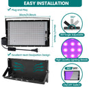 200W Black Light Flood Light, High Power 395nm UV Blacklight, Indoor Outdoor Glow Party Lights, Fluorescent UV Purple Spotlight for Halloween, Stage, Body Paint, and Neon Parties (4 Pack)