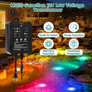 Pond Lights LED Underwater - Waterproof RGBW Fountain Lights Submersible Outdoor Waterfall Light Underwater Light with Transformer, Remote, Timer, Light Sensor for Ponds, Fountains
