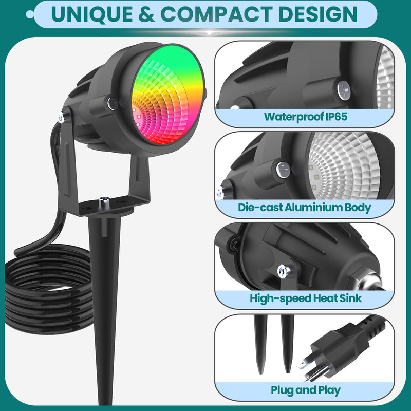 Landscape Led Color iCreating LED Spot Lights Outdoor - RGB Color Changing Landscape Light