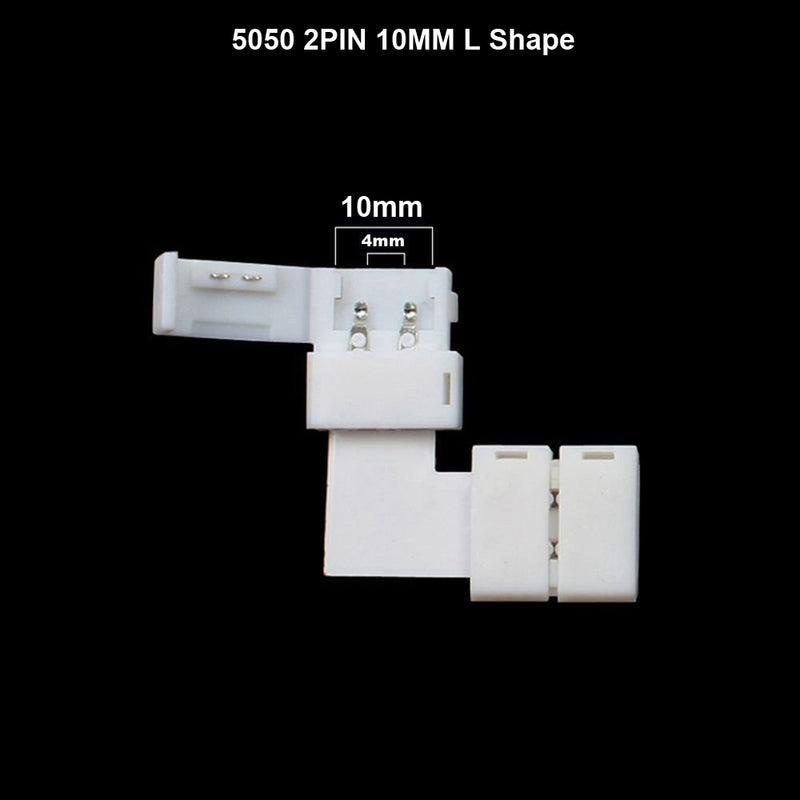 5050 2 Pin LED Strip Light Connector Kit - iCreating 10mm LED Connector Kit Includes 10x LED Strip Light Connector Pigtail, 10x Jumper Connector, 10x L Shape Connectors, 2x DC Connector, 2x Gapless Connectors