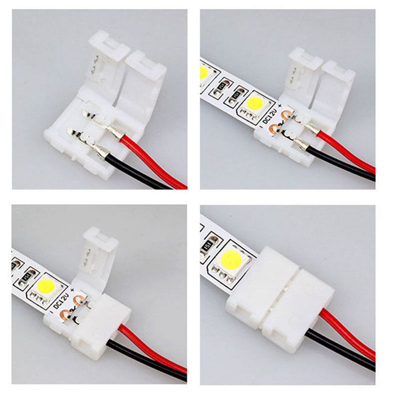 3528 2 Pin LED Strip Jumper Connector - iCreating 10PCS iCreating 12V Single Color Solderless LED Light Strip Wire Tape Connectors for 8mm Wide Flexible SMD 3528 2835 Single Color LED Strip Lights