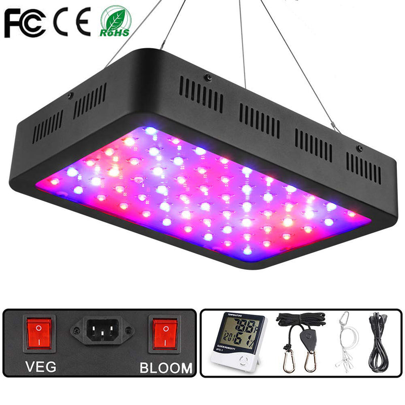 1000W LED Grow Light, Full Spectrum Plant Light with Veg and Bloom Double Switch, Adjustable Rope, Grow Lamp for Indoor Plants Veg and Flower
