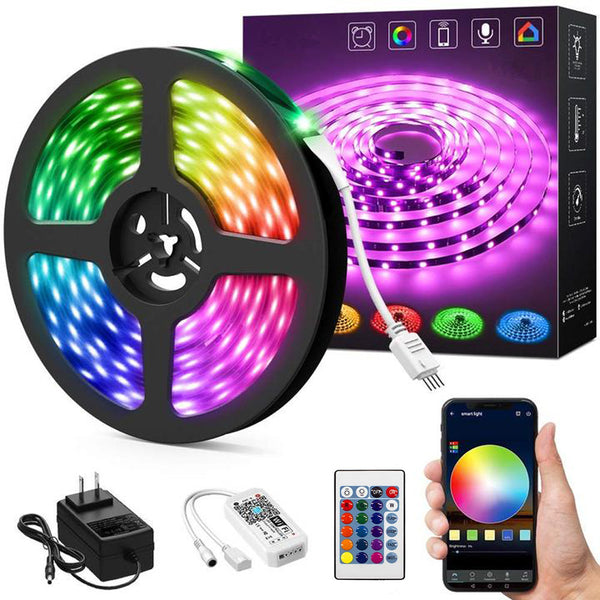 16.4ft WiFi Smart RGB LED Strip Light Kit, Alexa Wireless Flexible Color Changing 5050 LEDs Light Tape with Remote, Waterproof RF Remote 12V Dimmable Lighting Strips, Compatible with Google Assistant