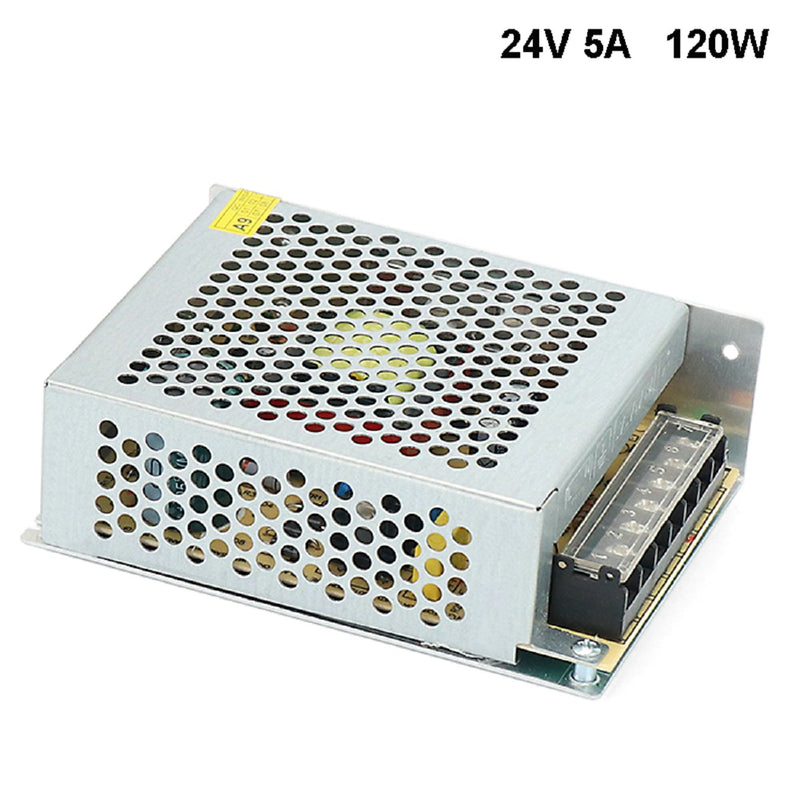 iCreating 24V 5A DC Universal Regulated Switching Power Supply 120W for CCTV, Radio, Computer Project, LED Strip Lights, 3D Printer