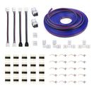 5050 4Pin RGB LED Strip Connector Kit - include 16.4FT RGB Extension Cable, 2x T & L Shape Connectors, 4x Strip Jumper, 2x Gapless Connector, 20x LED Strip Clip, 20x Male Connector, 2x Quick Connector