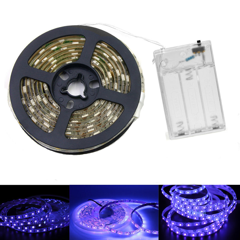 UV LED Strip Lights - 2 Pack Battery Operated LED Black Light Strip Kit with 6.6FT Ultraviolet IP65 Waterproof Super Bright LED Strip Lights, Battery Case by iCreating