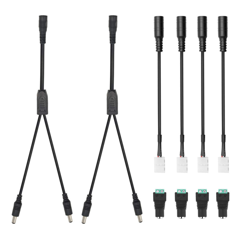 iCreating 1 to 2 Way DC Splitter Cable - 2Pack DC Y Splitter 1 Male to 2 Female Way dc Power Splitter Cable Barrel Plug 5.5x2.1mm with DC Female Connectors for CCTV Cameras, LED Strip Light