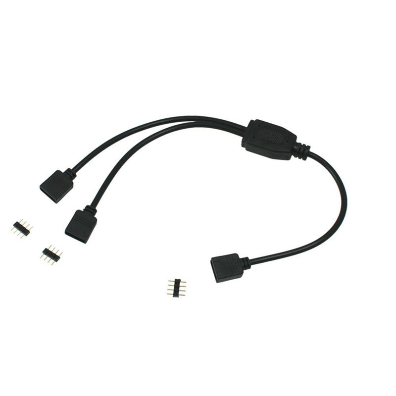 2 Way LED RGB Splitter Cable - iCreating 4PCS Black 5050 4 Pin RGB LED Strip Light Connector Splitter Y Wire with 12 PCS 4 Pin Male Connector for RGB 5050 3528 LED Light Strips