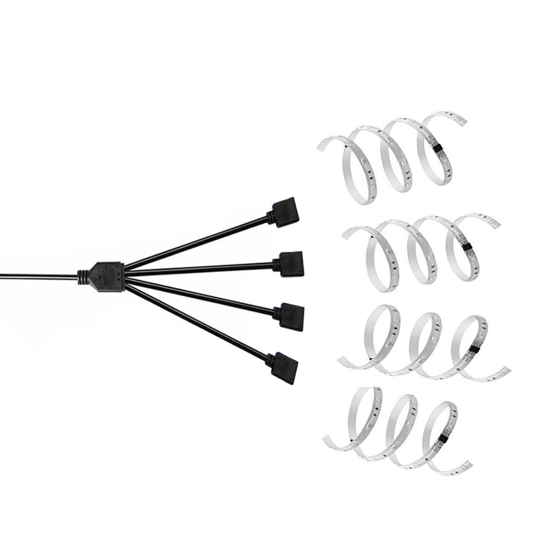4 Way LED RGB Splitter Cable - iCreating 2PCS Black 5050 4 Pin RGB LED Strip Light Connector Splitter Y Wire with 10 PCS 4 Pin Male Connector for RGB 5050 3528 LED Light Strips