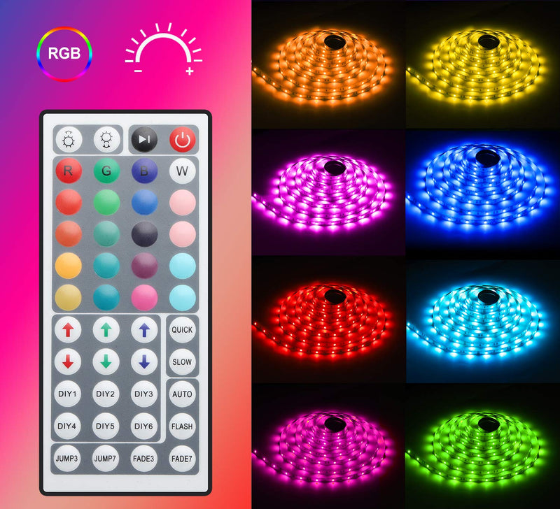 16.4ft RGB LED Strip Lights Kit, RGB LED Light Strip 5050 LED Tape Lights, Color Changing LED Strip Lights with Remote for Home Lighting Kitchen Bed Flexible Strip Lights for Bar Home Decoration