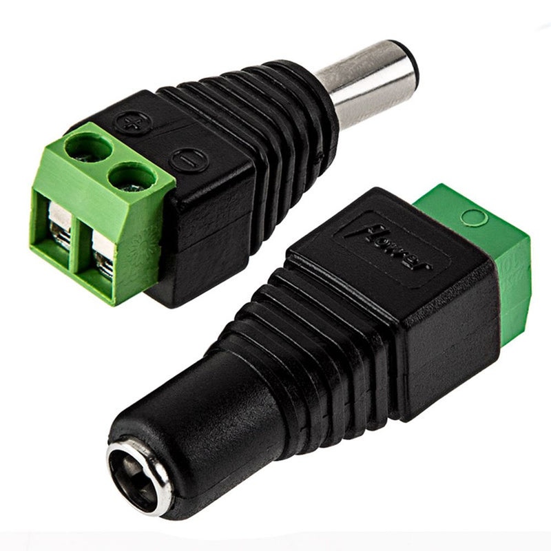 iCreating 10 Male + 10 Female DC Connector Plug, 12V 5.5 X 2.1mm Barrel Power Jack Adapter Connector for CCTV Security Camera, LED Strip Light, DVR, Car Rearview Monitor System Video