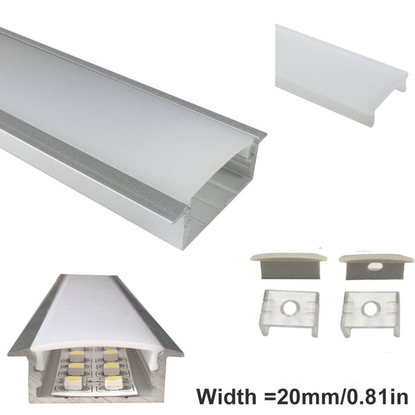 iCreating 10mm Deep Flush Mounting LED Aluminum Channel for LED Strip Lights Compatible with PCB Width within 20mm