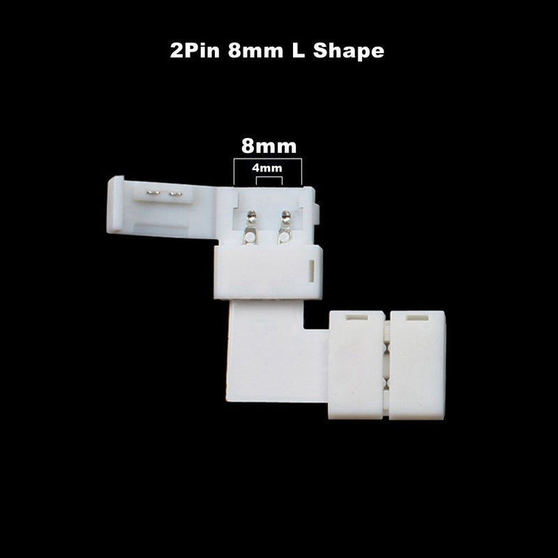 3528 2 Pin LED L Shape Connector - 10PCS iCreating 12V Single Color Solderless LED Light Strip Tape 90 Degree Corner Connectors for 8mm Wide Flexible SMD 3528 2835 Single Color LED Strip Lights