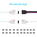 RGB LED Strip Extension Cable - 2PCS 16.4ft 5M RGB Extension Cable Cord Wire 4 Pin LED Strip Connector with 2 Way RGB Splitter Cable, RGB LED Strip Jumper, 4Pin Male to Male Connector, Cable Holder