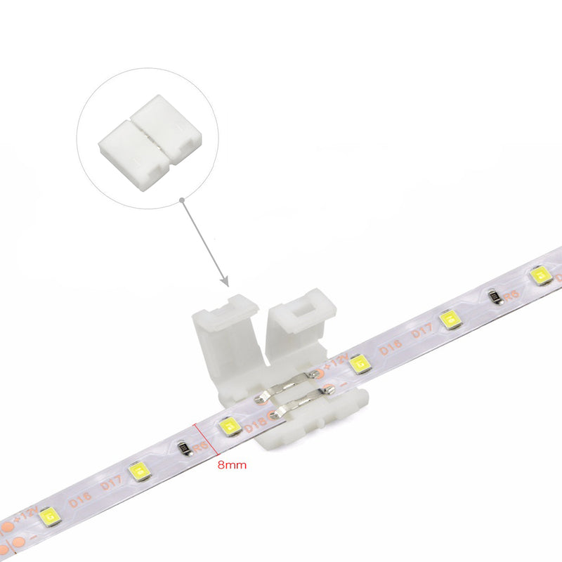 5050 2 Pin LED Strip Light Connector Kit - iCreating 10mm LED Connector Kit Includes 10x LED Strip Light Connector Pigtail, 10x Jumper Connector, 10x L Shape Connectors, 2x DC Connector, 2x Gapless Connectors