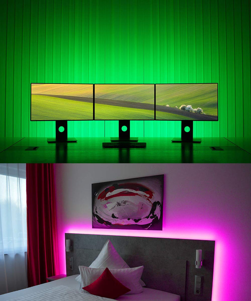 5M LED Strip Lights with Remote, Dimmable, RGB Colour Changing, Stick-on LED  Lights for Bedroom, Kitchen, Room Decoration (Plug and Play, Bright 5050  LEDs)