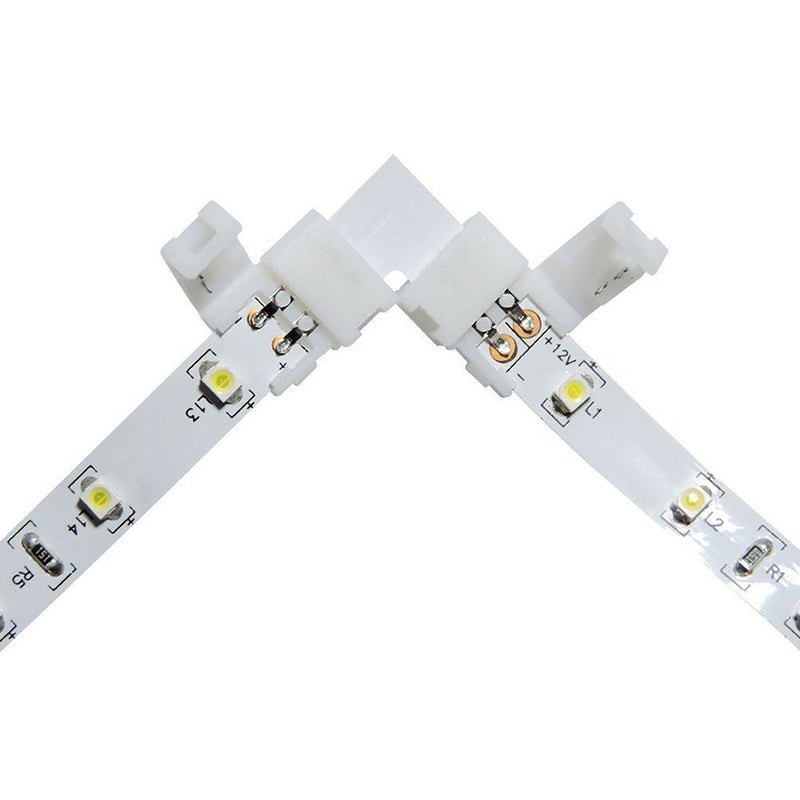 5050 2 Pin LED L Shape Connector - 10PCS iCreating 12V Single Color Solderless LED Light Strip Tape 90 Degree Corner Connectors for 10mm Wide Flexible SMD 5050 5630 Single Color LED Strip Lights