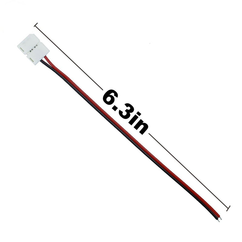 iCreating 8mm 2 Pin LED Strip Connector with Pigtail (10pcs), 3528 Flexible LED Connector Solderless Clamp On Pigtail Adapter for 8mm Wide SMD 3528 2835 Single Color Flexible LED Tape