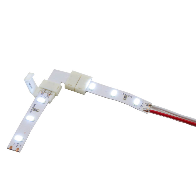 5050 2 Pin LED L Shape Connector - 10PCS iCreating 12V Single Color Solderless LED Light Strip Tape 90 Degree Corner Connectors for 10mm Wide Flexible SMD 5050 5630 Single Color LED Strip Lights
