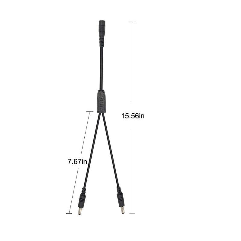 iCreating 1 to 2 Way DC Splitter Cable - 2Pack DC Y Splitter 1 Male to 2 Female Way dc Power Splitter Cable Barrel Plug 5.5x2.1mm with DC Female Connectors for CCTV Cameras, LED Strip Light